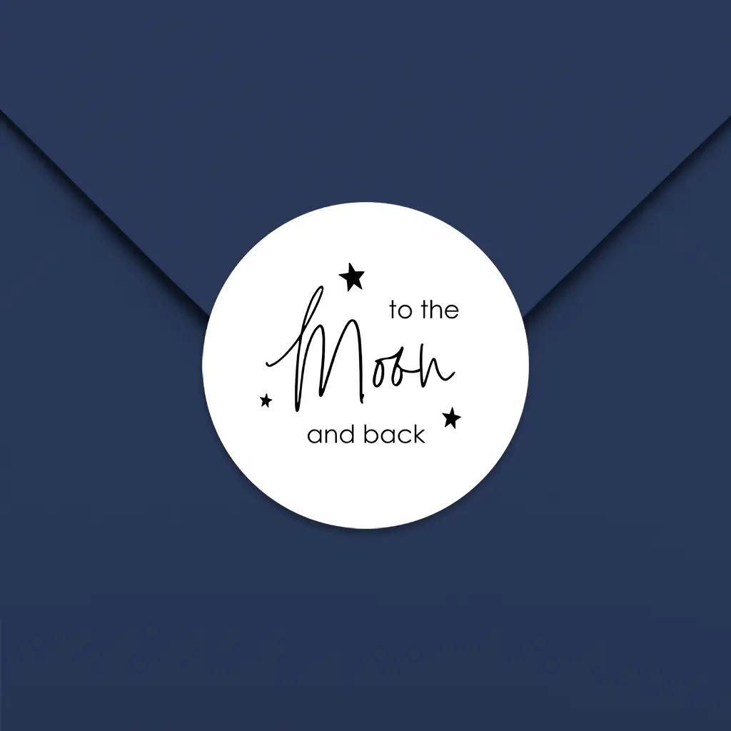 Sluitsticker 'To the moon and back' - per 25 stuks