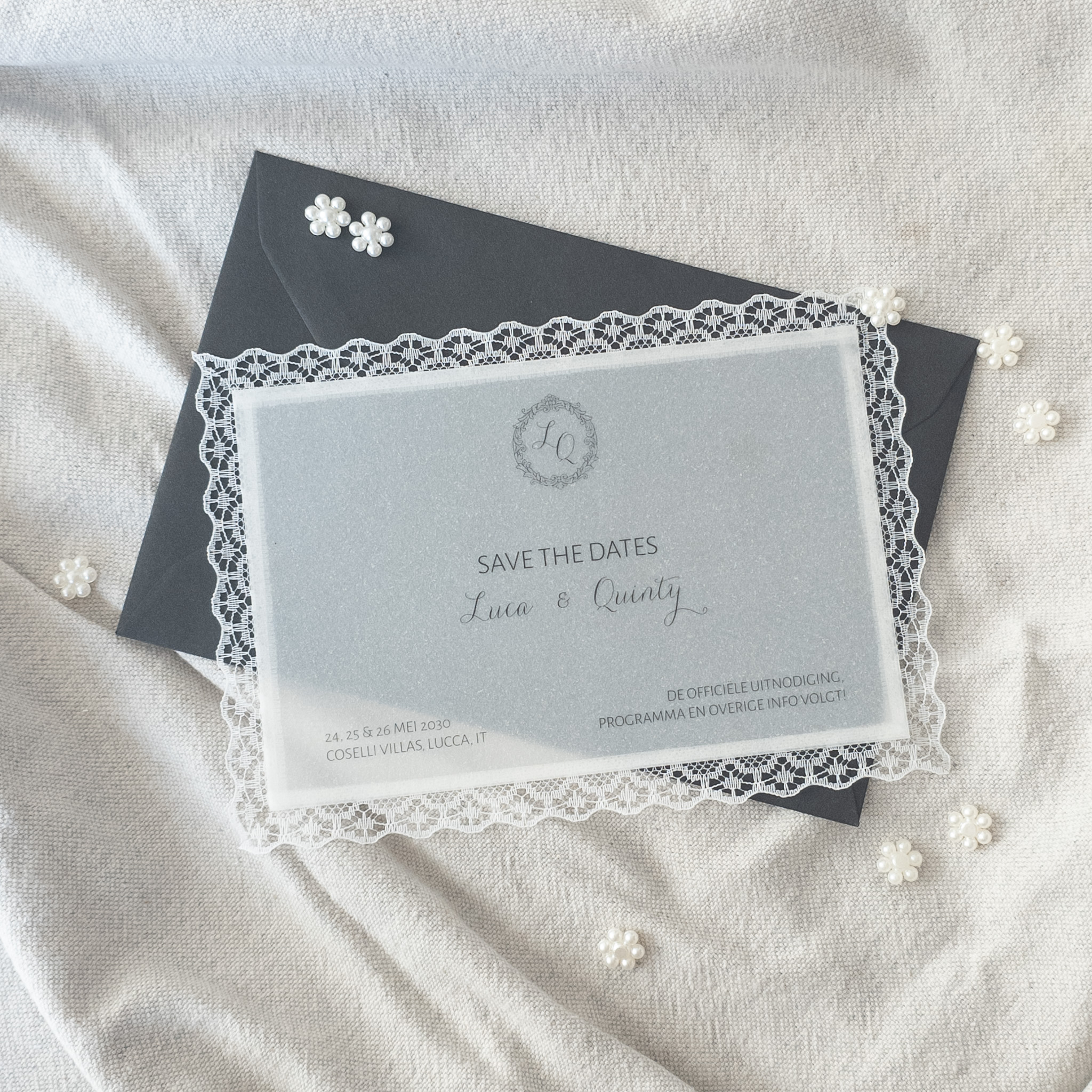 DIY kalkpapier save the date kant