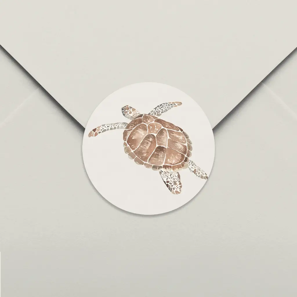 Sluitsticker beige met schildpad - per 25 stuks