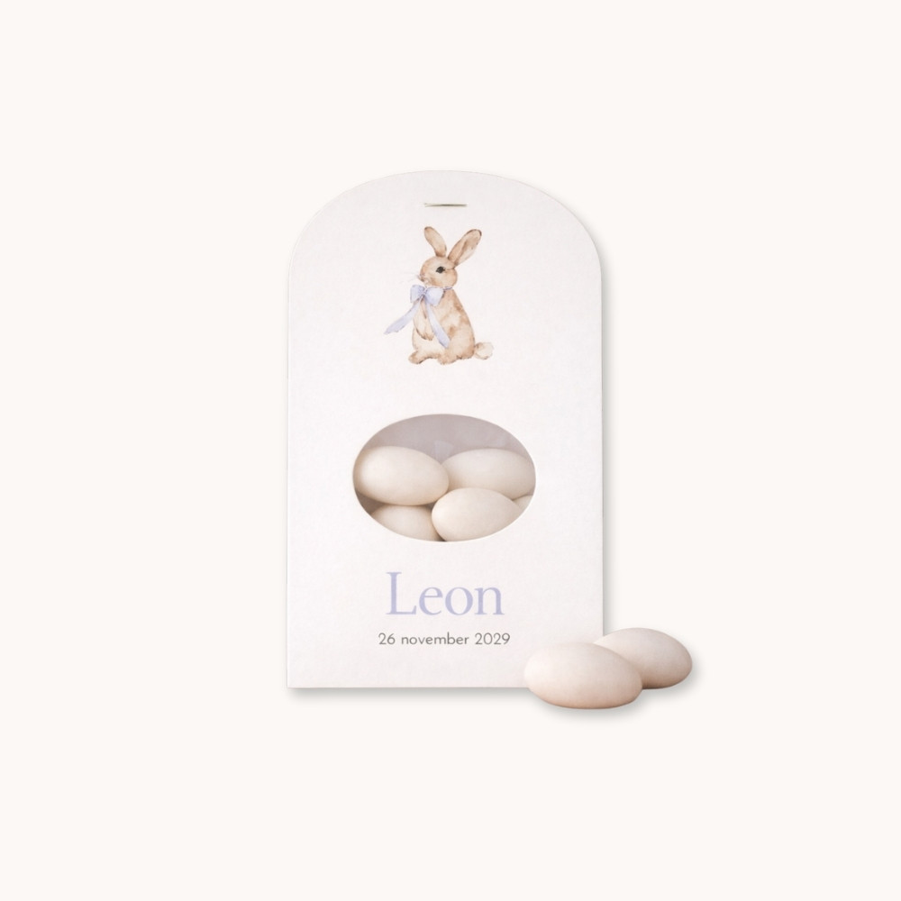 Doopsuiker wikkel jongen lief konijntje strik