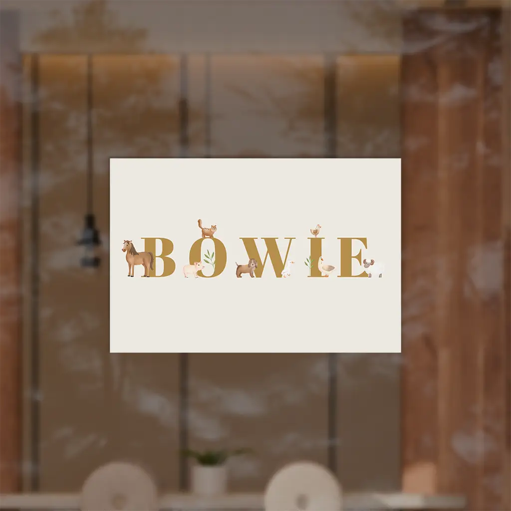 Vrolijke raamsticker met boerderijdieren