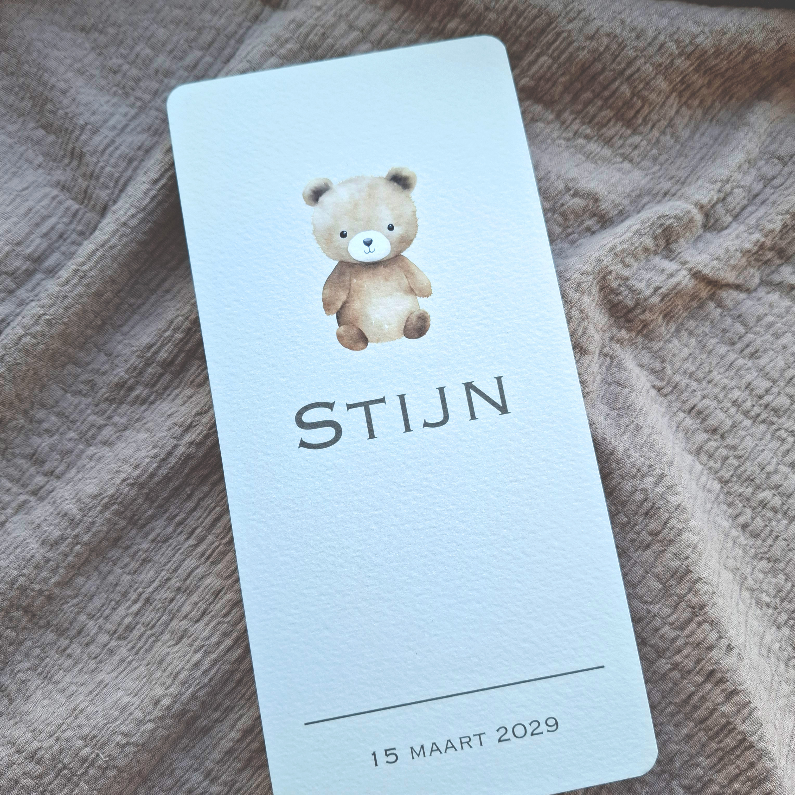 Geboortekaartje beige met lief beertje