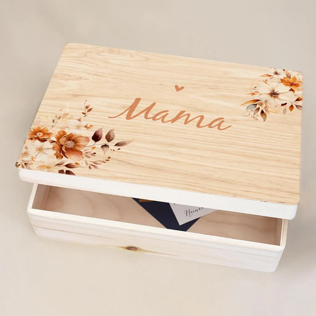 Memorybox  met naam en bloemen - overlijden moeder