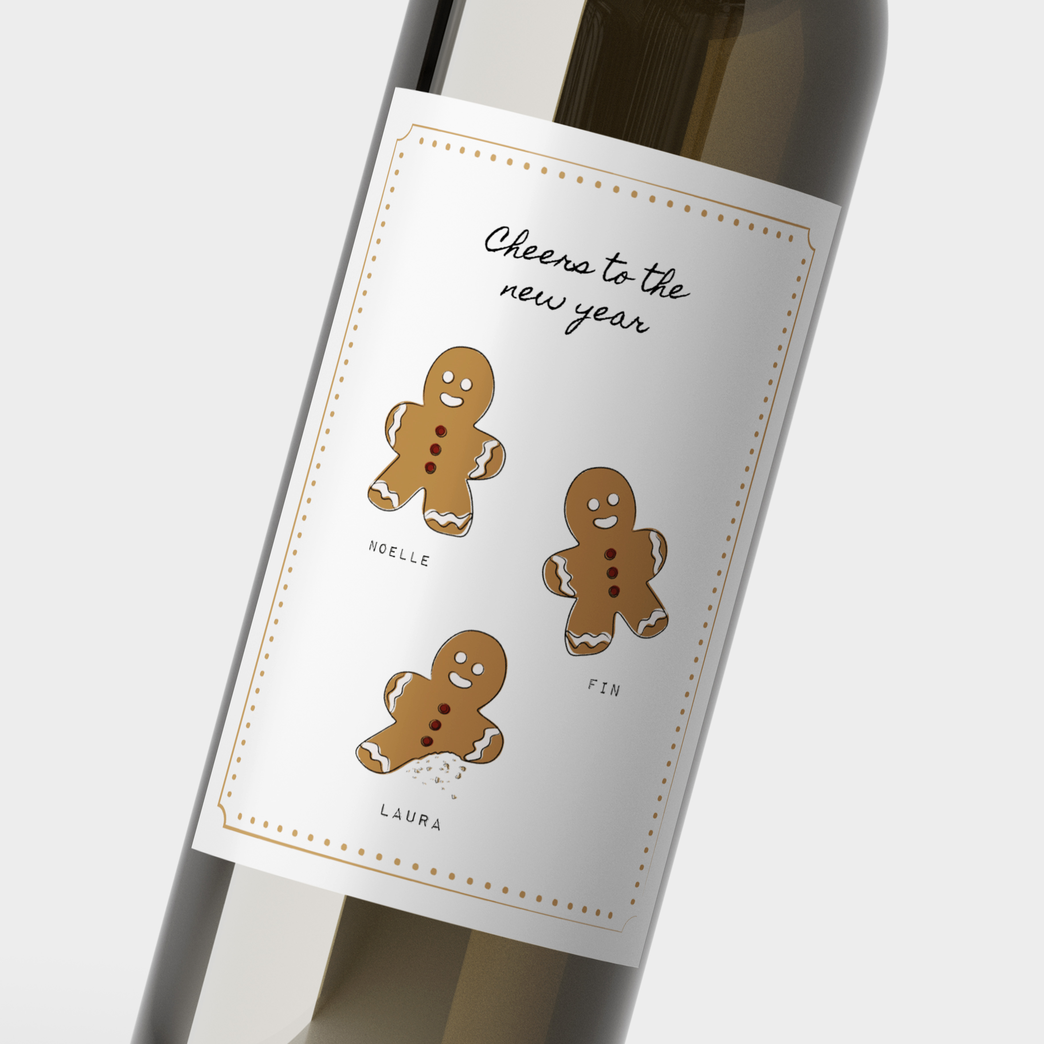 Flesetiket gingerbread familie - 5 stuks