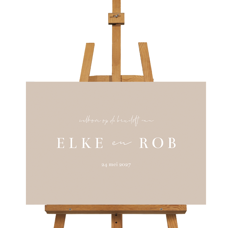 Minimalistisch welkomstbord bruiloft