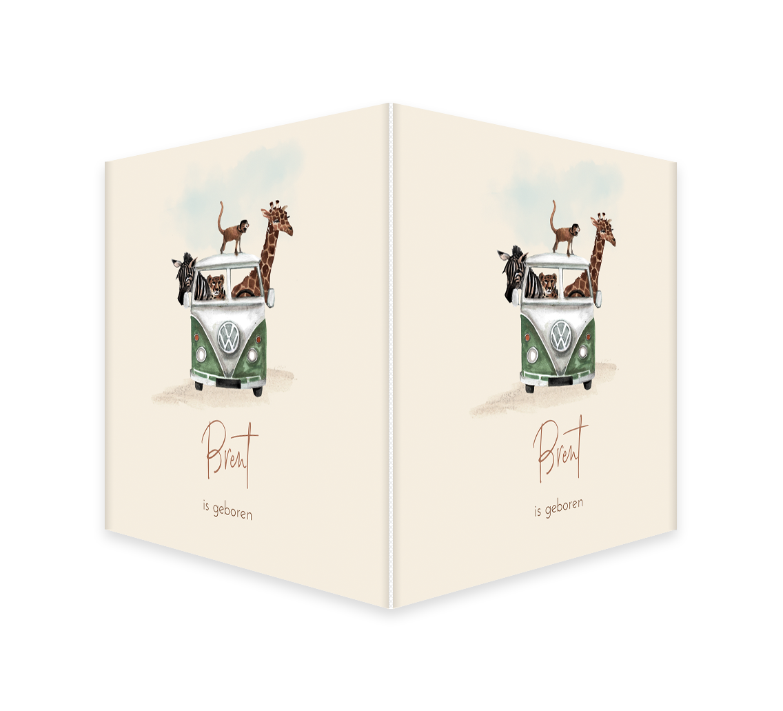 Raambord vierkant met busje vol jungledieren