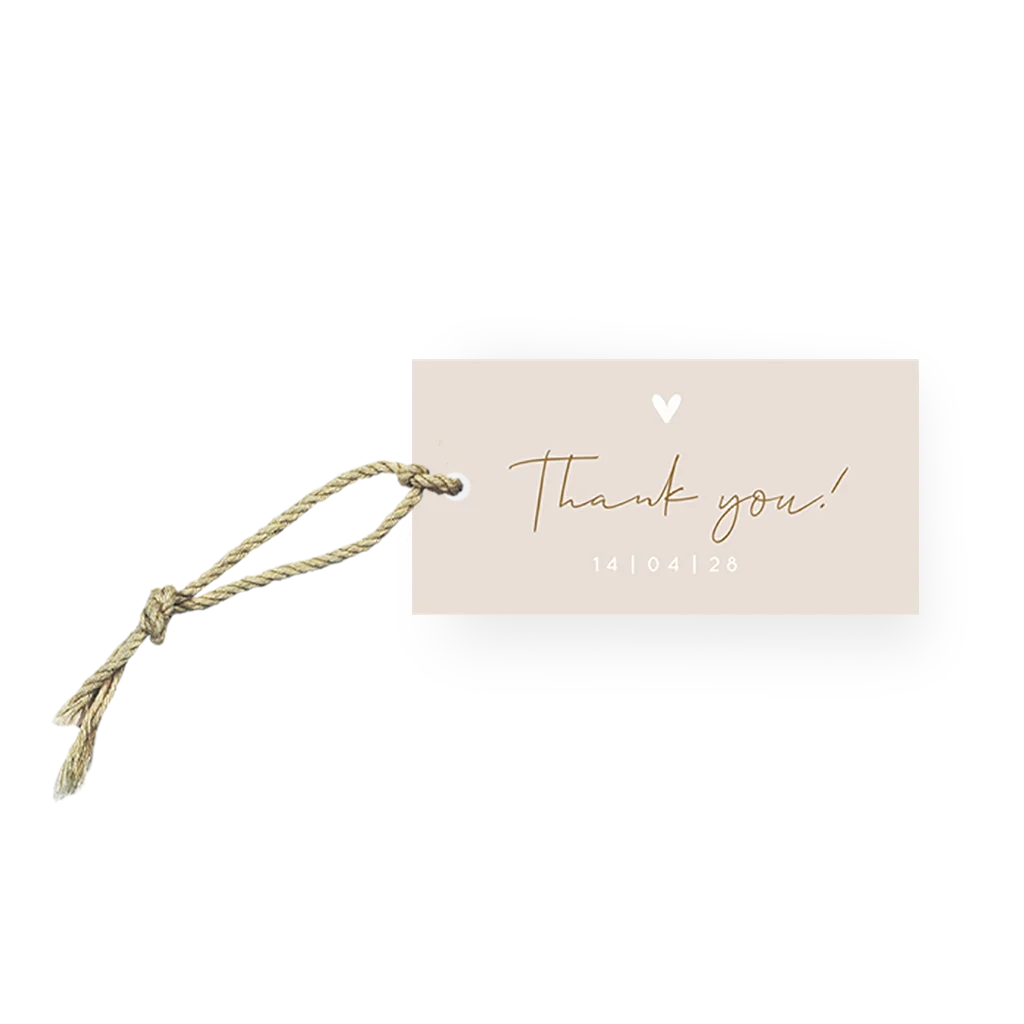 Trouwbedankje label in neutrale kleuren