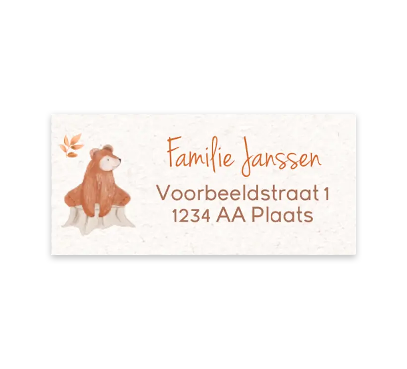 Adressticker met beertje en vosje