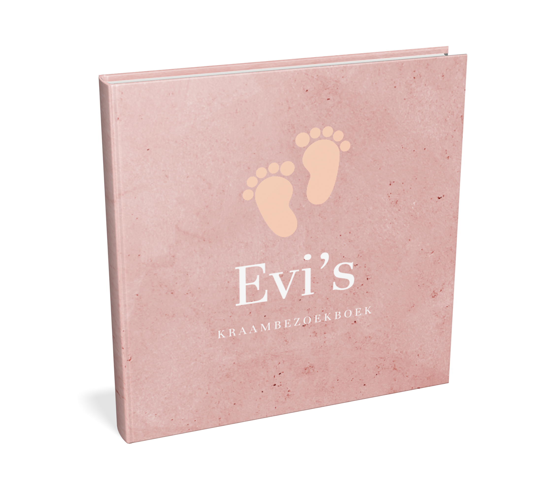 Kraambezoekboek met voetjes op roze velvet look