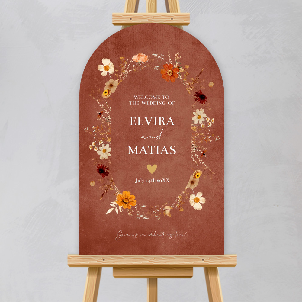 Bruiloftsbord boog bloemen beige herfst 46x73 cm