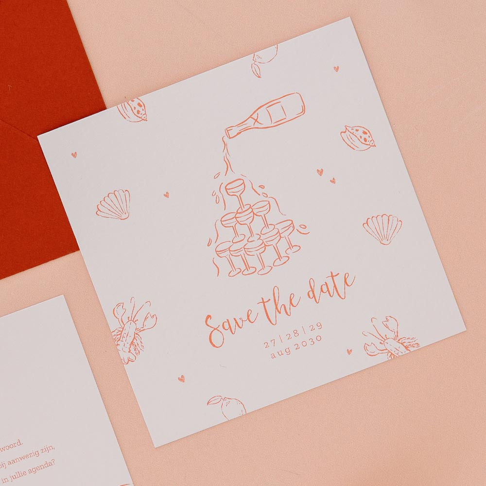 Save the date in Italiaanse stijl met illustraties