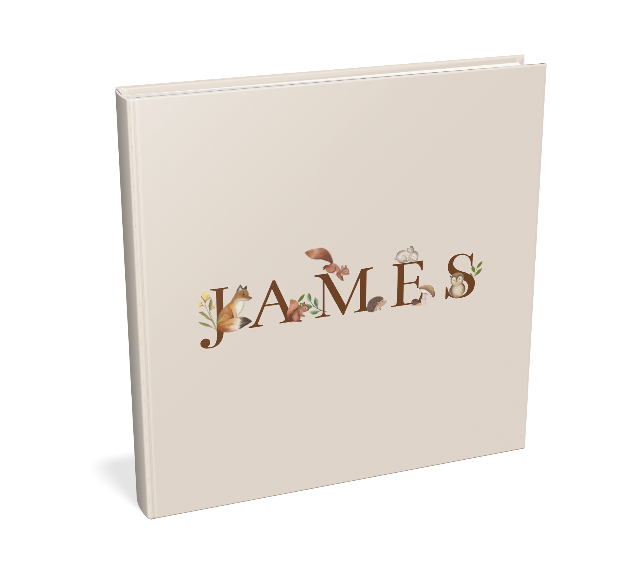 Kraambezoekboek met getekende bosdieren en naam