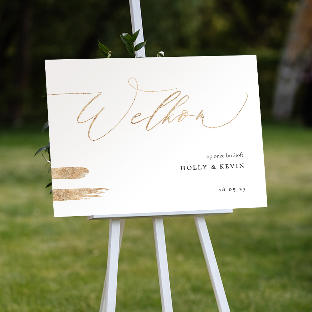 Welkomstbord met klassieke typografie
