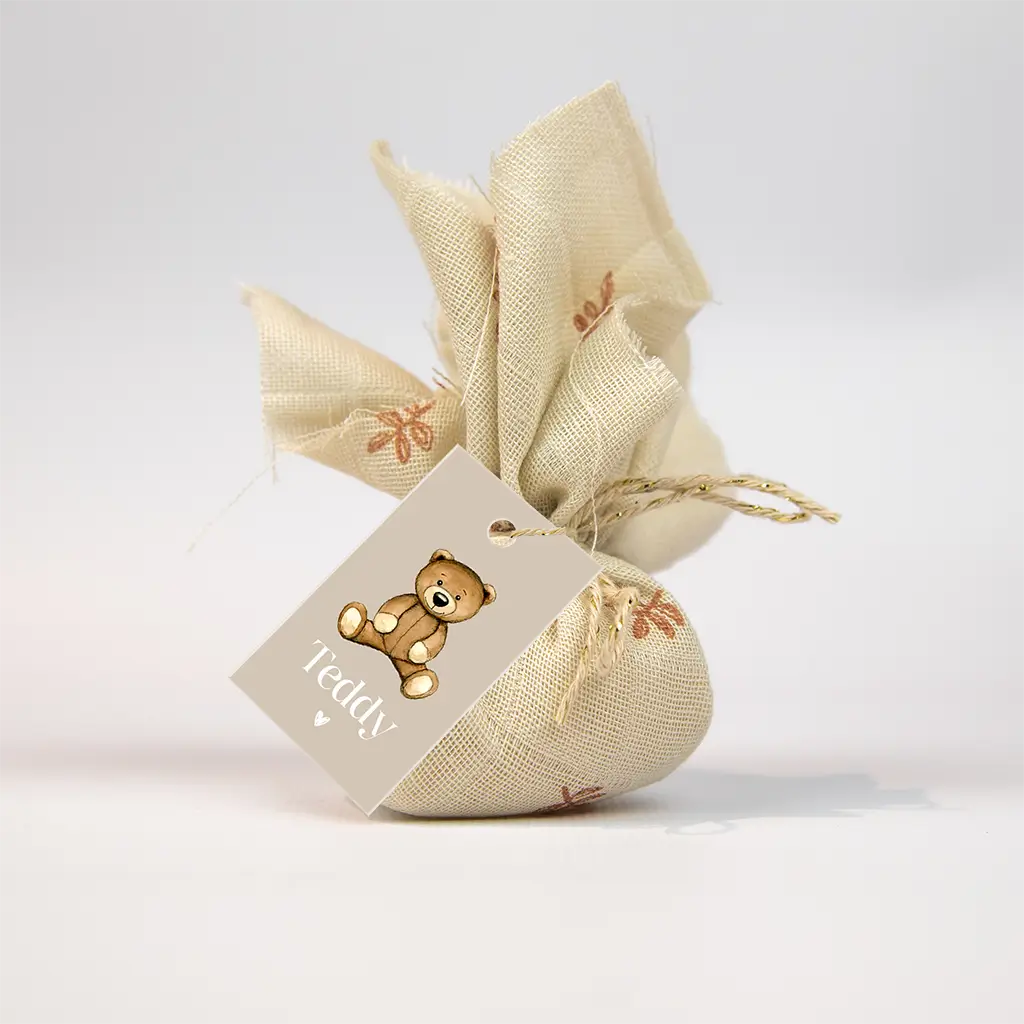 Traktatie labeltje met teddybeer - per 18 stuks