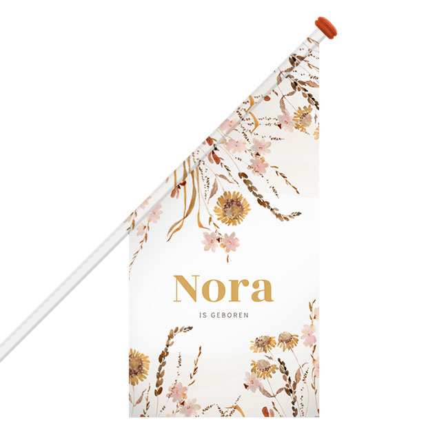 Geboortevlag met bloemen voor een meisje