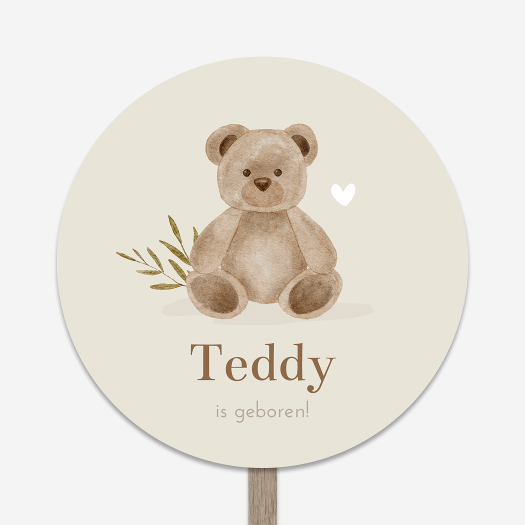 Geboortebord Teddybeer Knuffel Waterverf