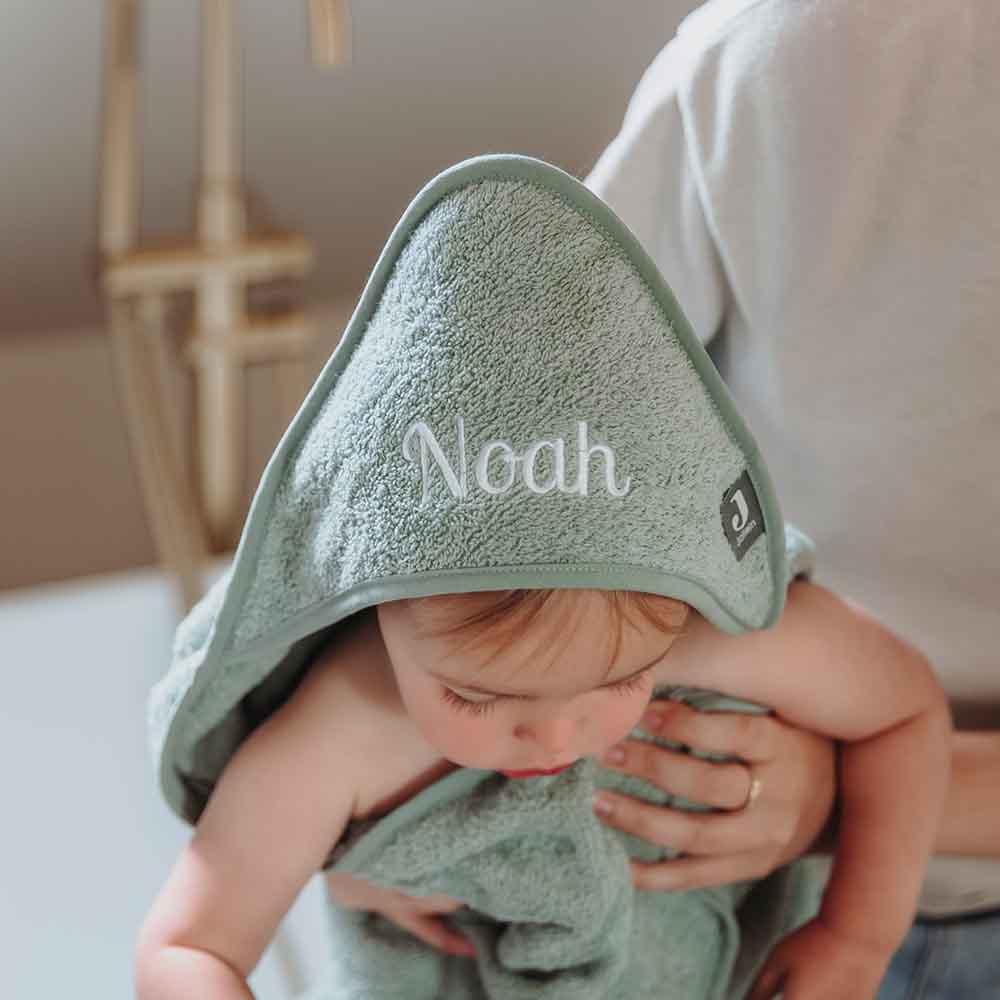 Jollein badcape badstof met geborduurde naam