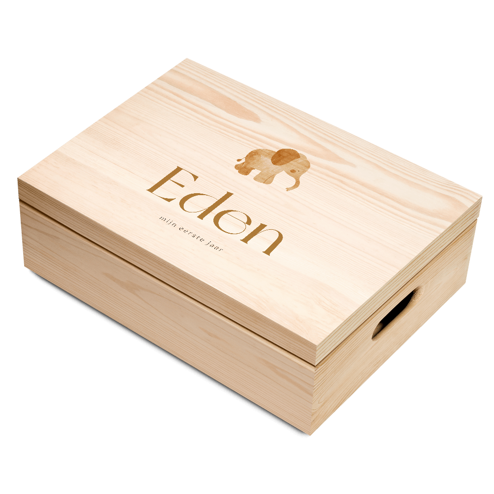 Geboorte memory box met lief olifantje