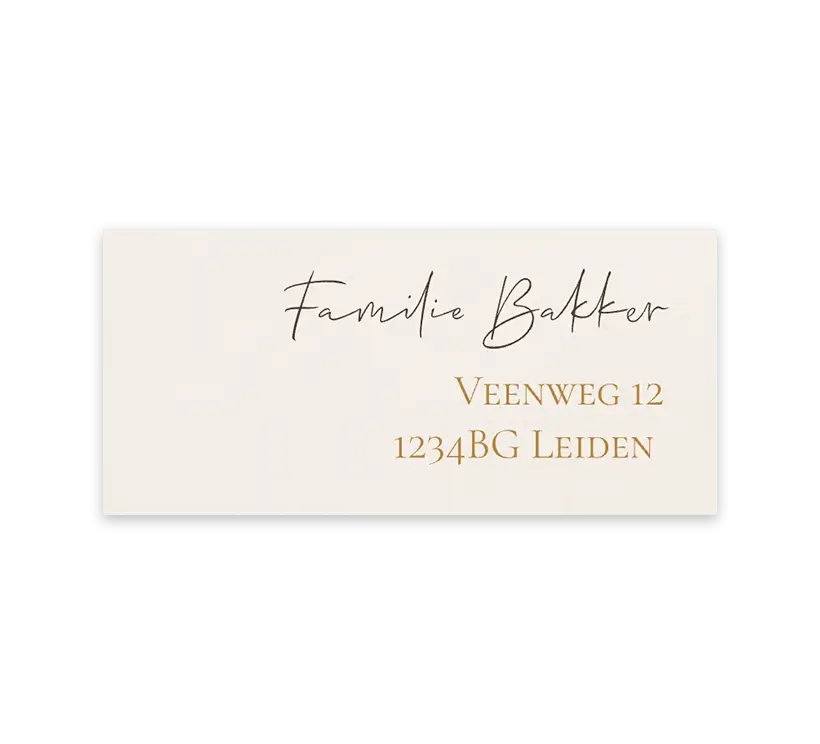 Adressticker beige met sierletters