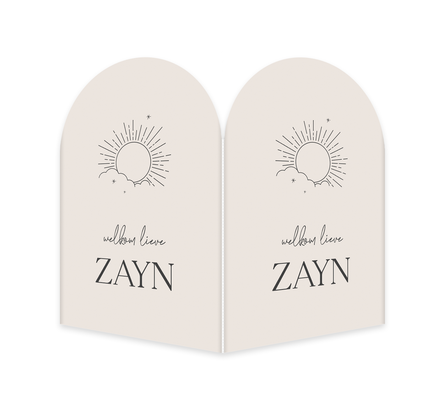 Stijlvol raambord in arch vorm met zon