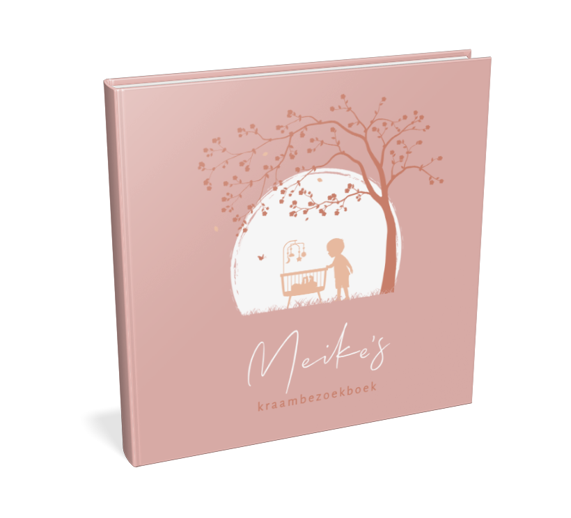 Roze kraambezoekboek zusje met lief tafereel