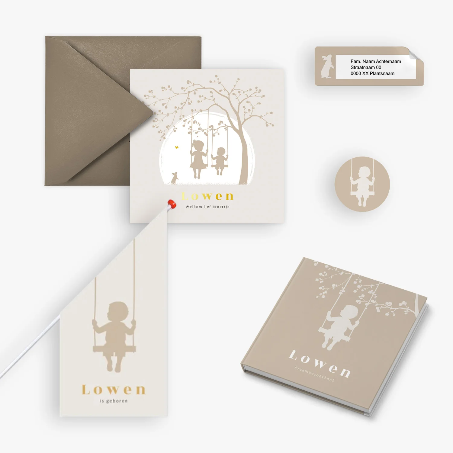 doorlink geboortekaartjes set swing into the world