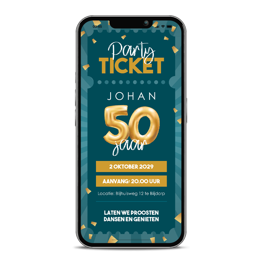 Digitale uitnodiging ticketvorm 50 jaar