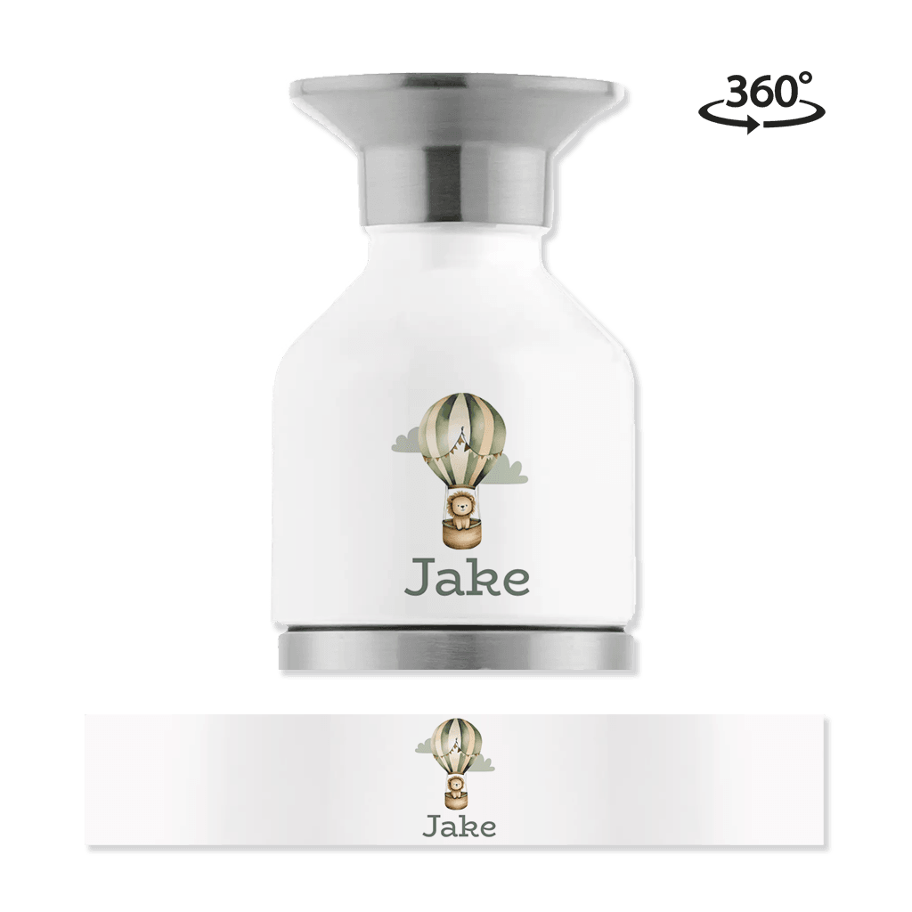 Dopper steel MINI met leeuw in luchtballon en naam