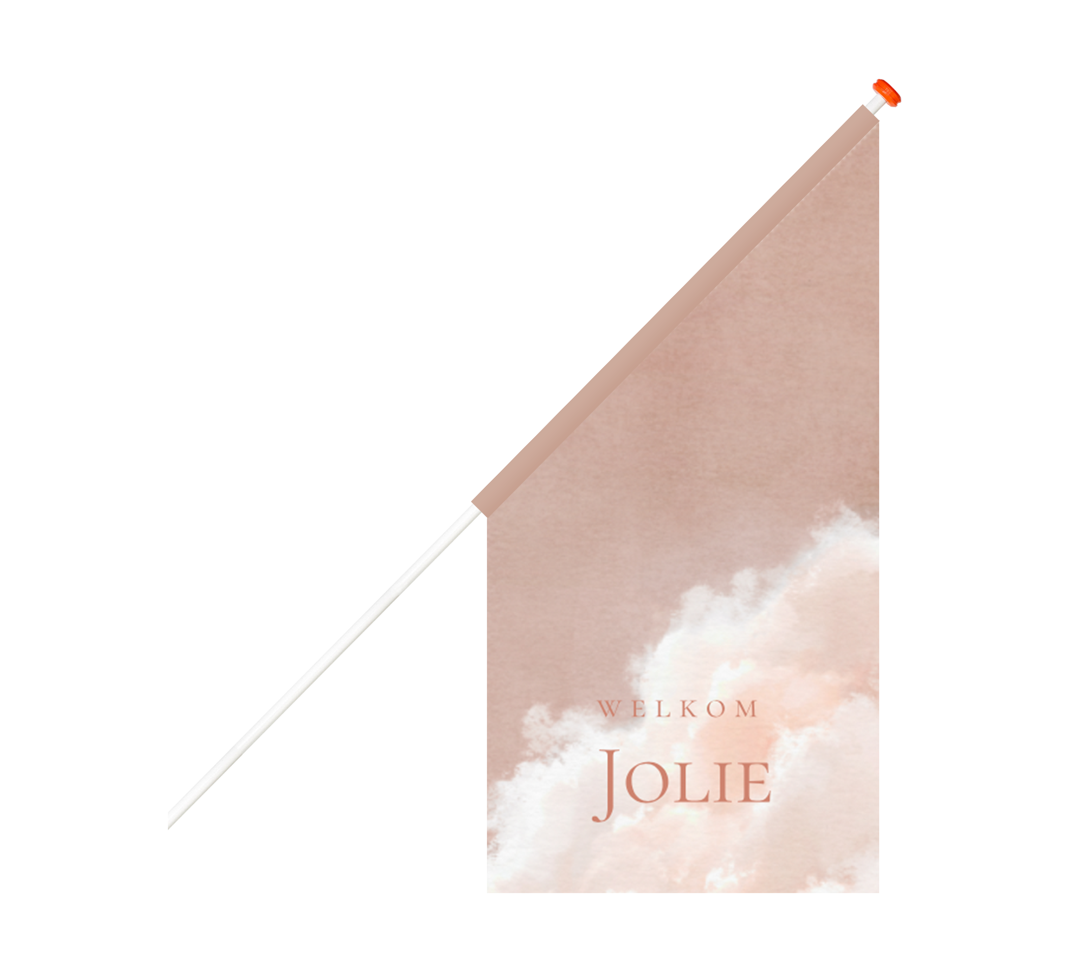 Hippe geboortevlag met roze wolken