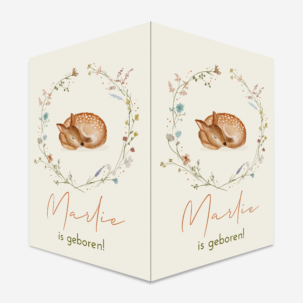 Geboortebord raambord hertje bloemenkrans