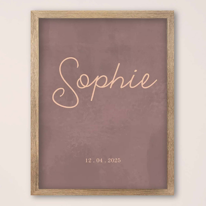 Stijlvolle babykamer poster oudroze bruin