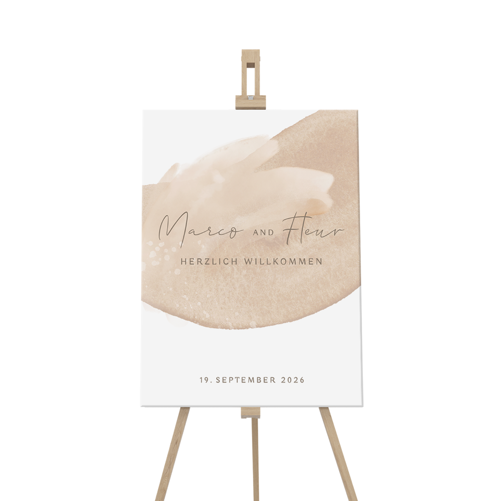 Willkommensschild Re-Board Karton mit beige Aquarell