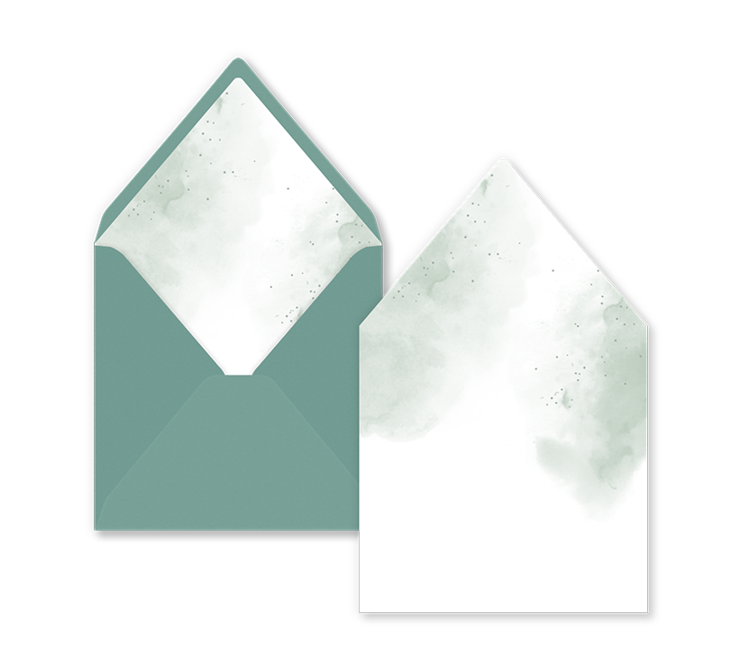 Envelop inlay met groene watercolour voor envelop 14 x 14 cm