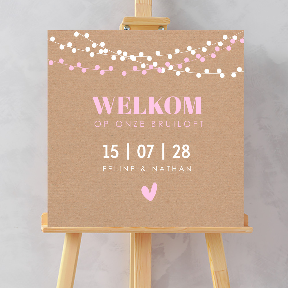 Bruiloftsbord kraftlook slingers roze