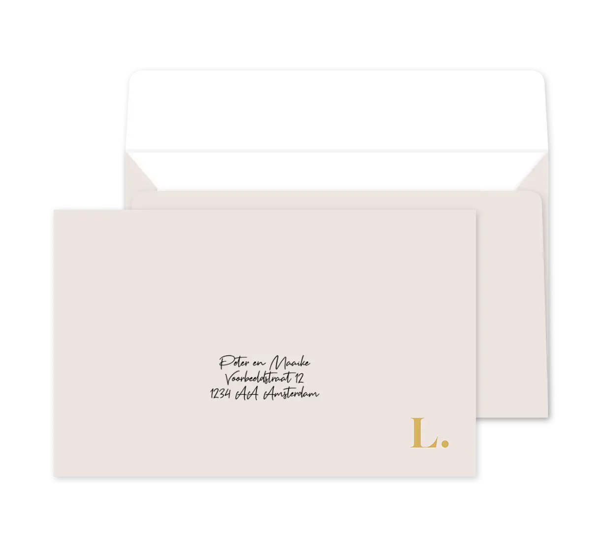 Minimalistische envelop op maat met initaal