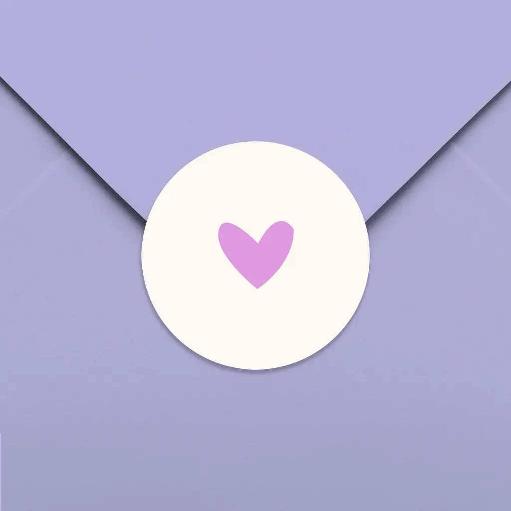 Vrolijke sluitsticker met roze hartje - per 25 stuks