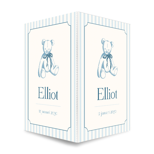 Klassiek geboorte raambord met strepen en teddybeer 