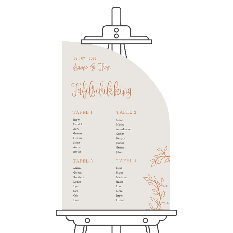 Tafelschikking  in taupe met takje