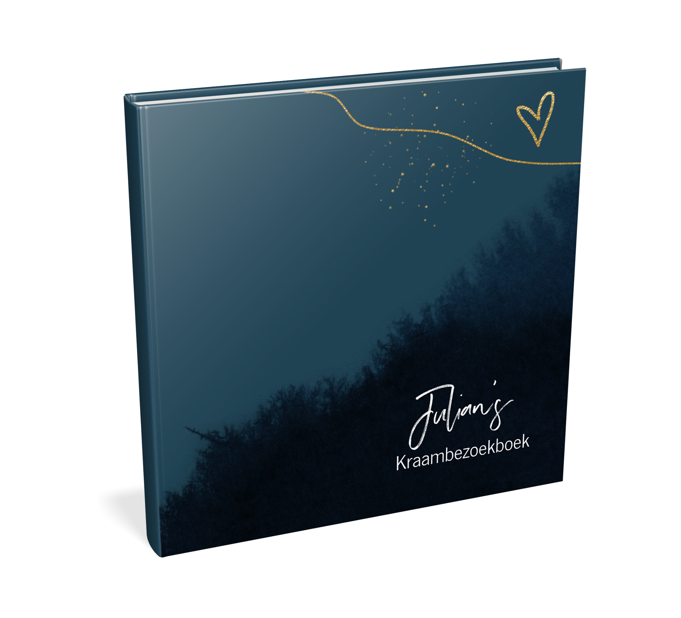 Kraambezoekboek blauw met walvissen en goudlook