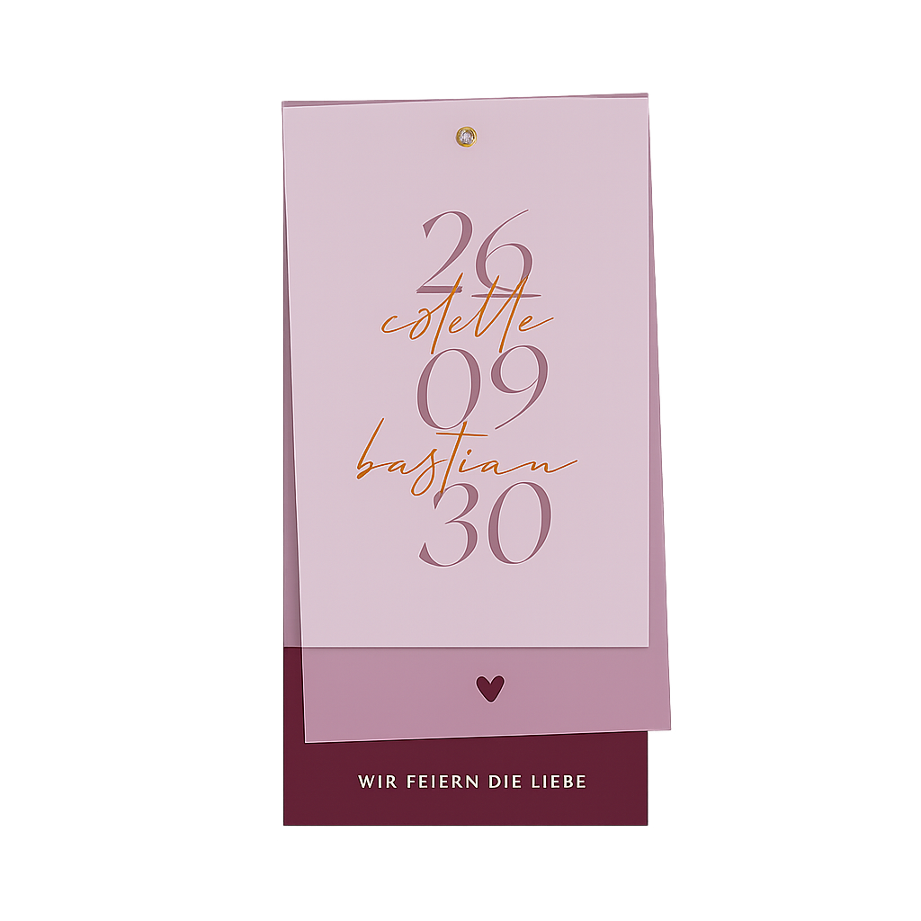 Deckblatt Hochzeitseinladung mit Kupferfolie - Set als 10x15 cm