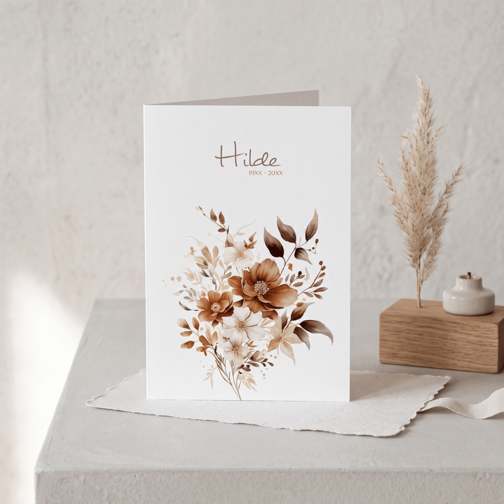 Rouwkaart met warme bloemen – Personaliseer voor een dierbare