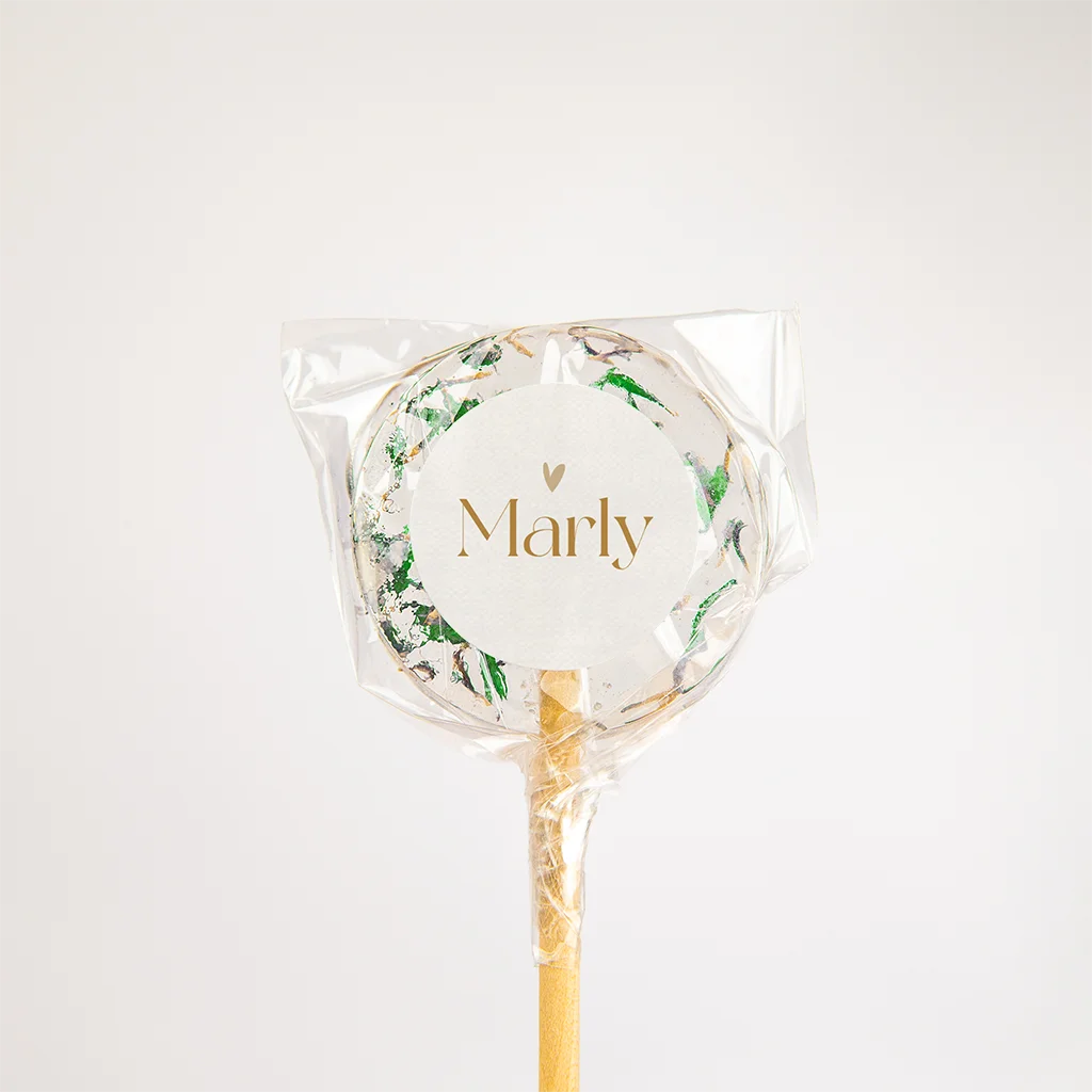 Lieve naamsticker beige met hartje - per vel