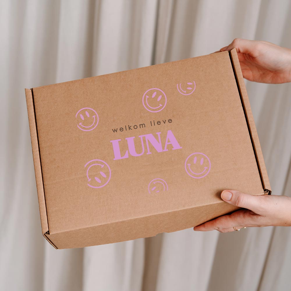 Cadeaudoos baby met smileys