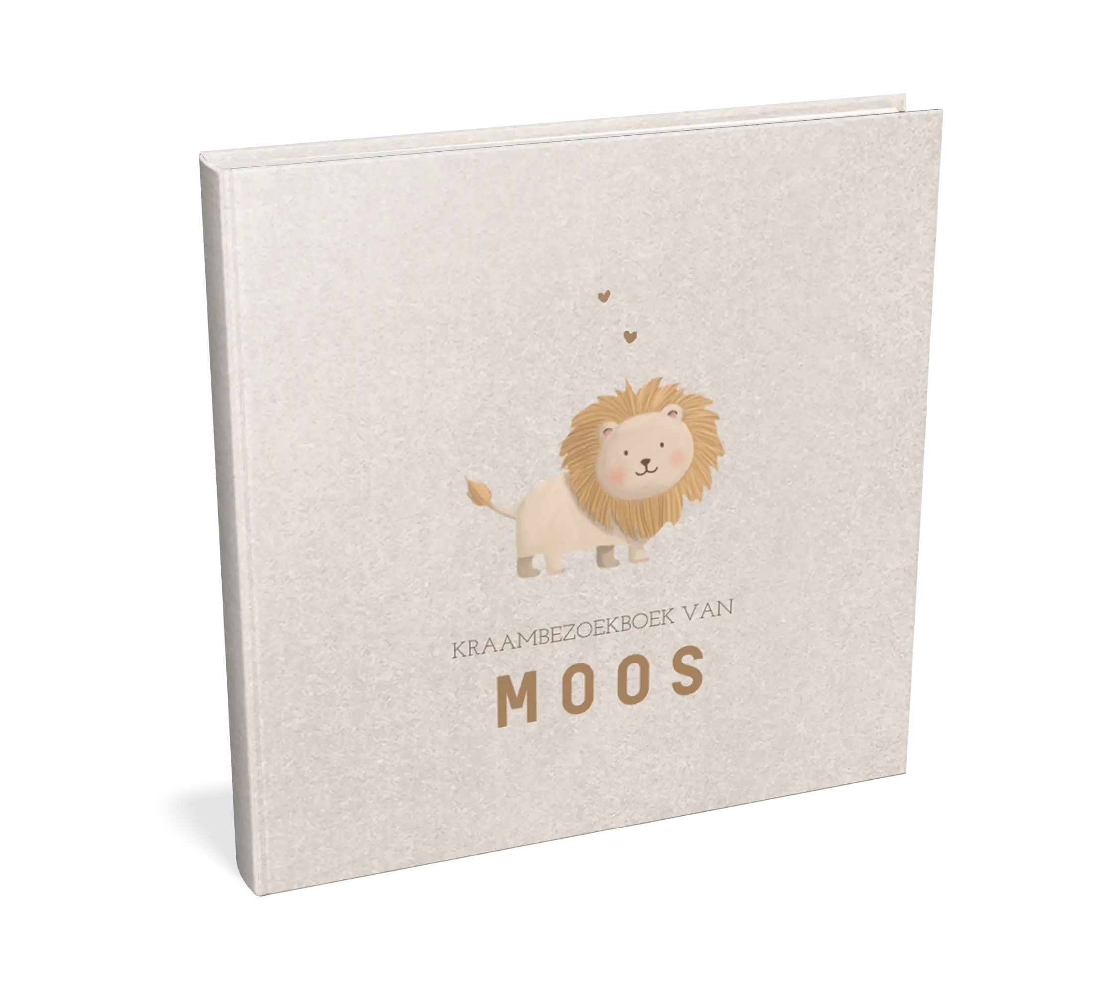 Kraambezoekboek beige met illustratie leeuwtje - met invulpagina's