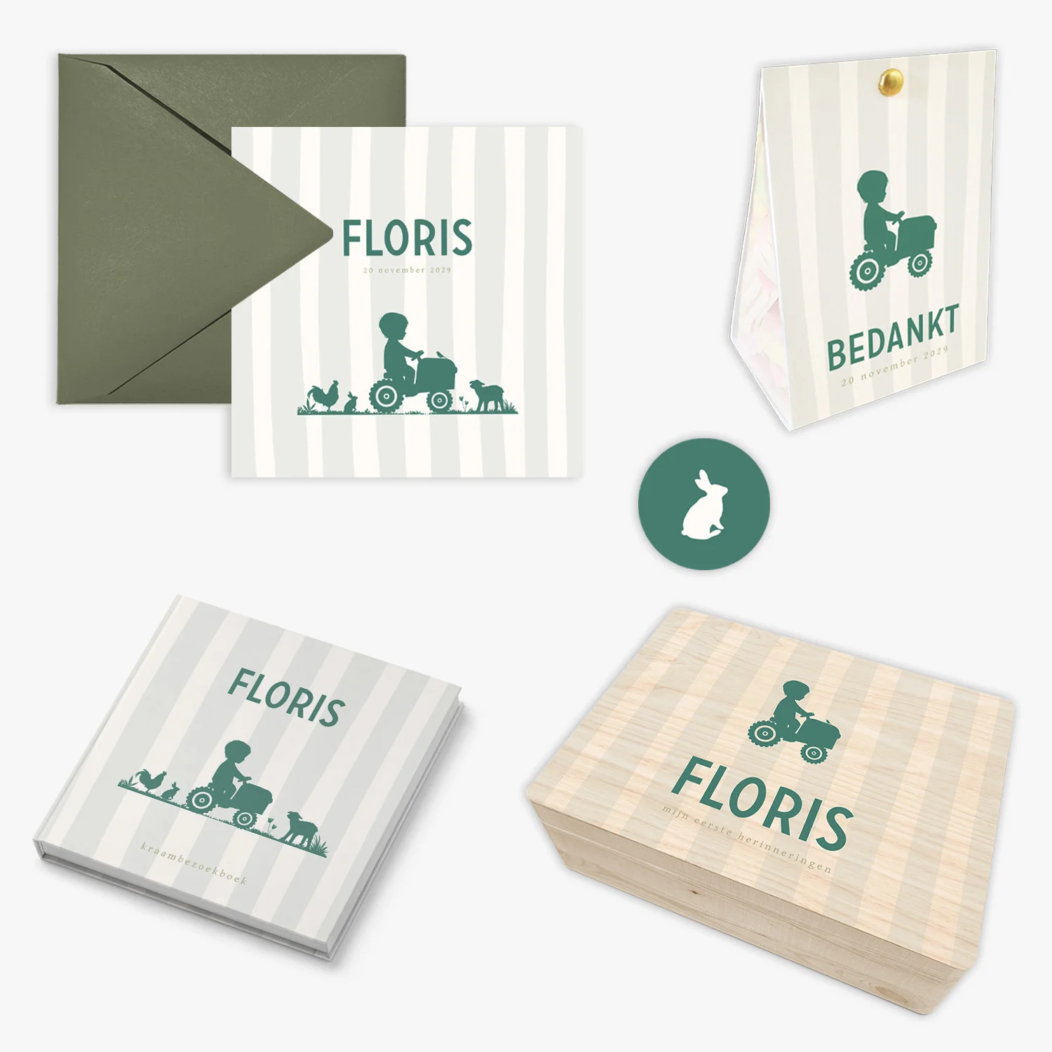 doorlink geboortekaartjes set little tractor adventures