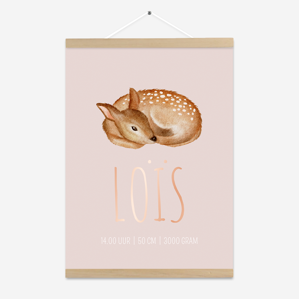 Poster Dieren Roze Bambi Hertje