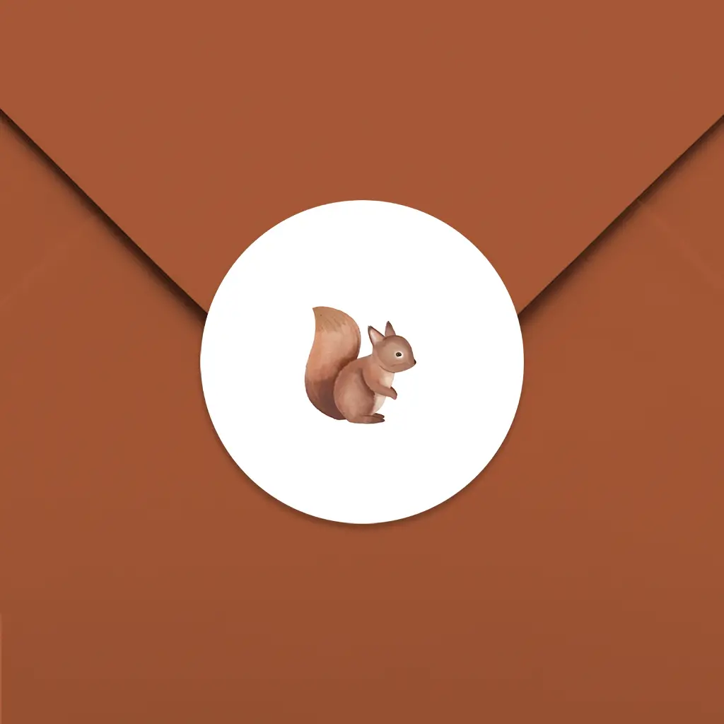Sluitsticker met eekhoorn - per 25 stuks