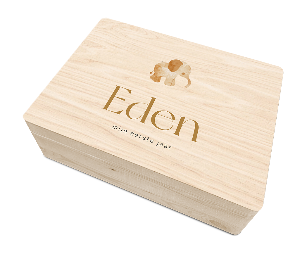 Geboorte memory box met lief olifantje