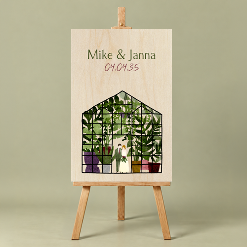 Welkomstbord hout illustratie botanisch kas portret