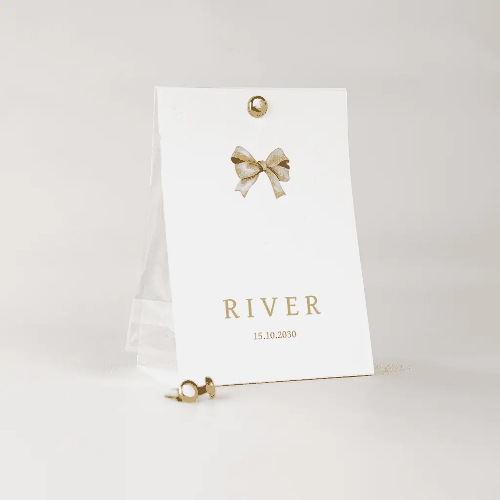 Doopsuiker snoepzakje wit met beige strikje